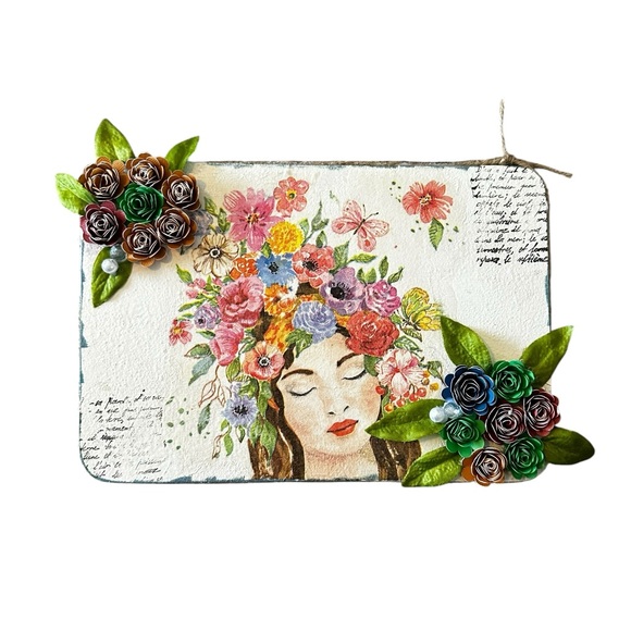 Handcrafted Floral Art wooden cutting board decor - Picture 2 of 3